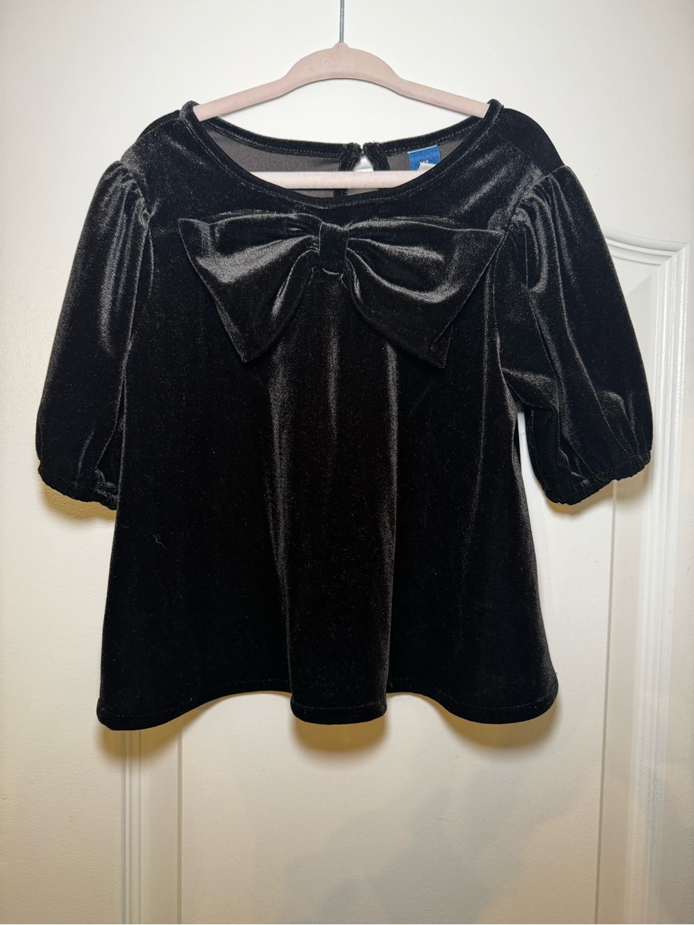 Old Navy Toddler Girl’s 4T Black Velvet Puff Sleeve Bow Pullover Blouse